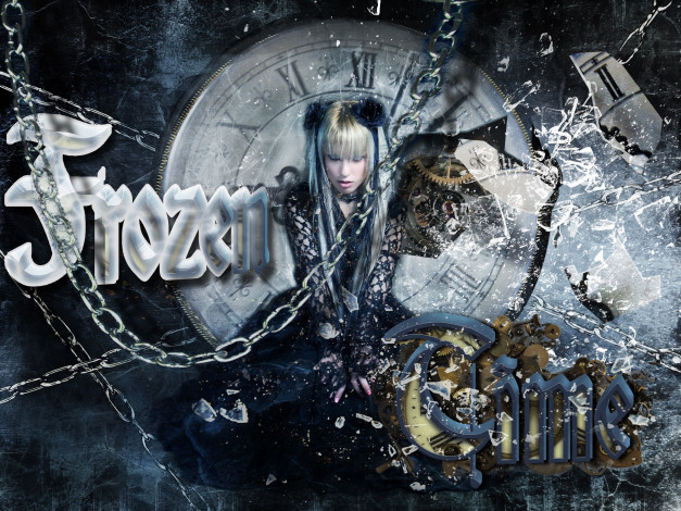 Обои картинки фото разное, компьютерный, дизайн, механизм, платье, цепь, банты, время, осколки, часы, цифры