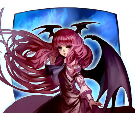 Картинка аниме touhou девушка koakuma kei t sr арт рога крылья