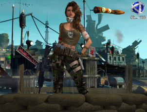 Картинка 3д+графика fantasy+ фантазия оружие девушка