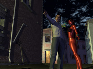 Картинка 3д+графика fantasy+ фантазия девушка парень улица ночь