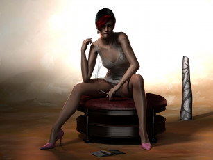 Картинка 3д+графика people+ люди сигарета девушка