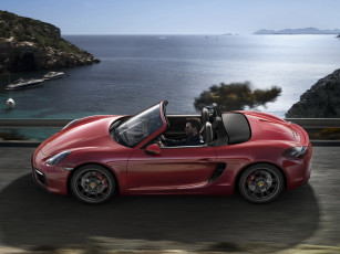 обоя автомобили, porsche, красный, 2014г, gts, 981, boxster