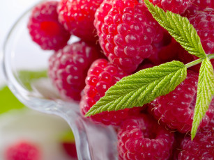 обоя еда, малина, листик, ягода, пиала