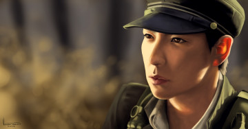 Картинка рисованные люди военный кепка лицо парень