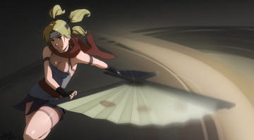 Картинка аниме naruto блондинка девушка ниндзя бандана юбка веер темари наруто