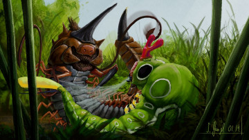 Картинка аниме pokemon насекомые гусеница арт паутина лес бой зелёный коричневый катерпи покемон