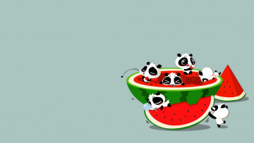 Картинка рисованные минимализм панда арбуз ситуация