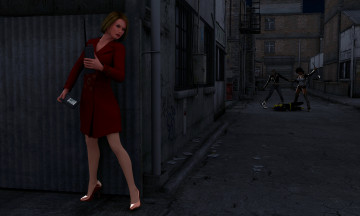 Картинка observers 3д+графика fantasy+ фантазия ночь драка улица девушка