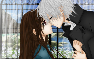 Картинка аниме vampire+knight zero вода цветы шторы окно yuki vampire knight