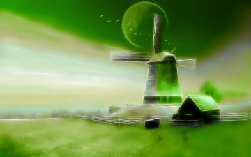 Картинка разное компьютерный+дизайн домик мельница планета