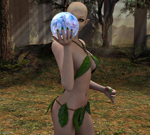 Обои картинки фото 3д графика, elves , эльфы, эльфийка, шар