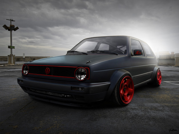 Обои картинки фото автомобили, виртуальный тюнинг, vw, golf