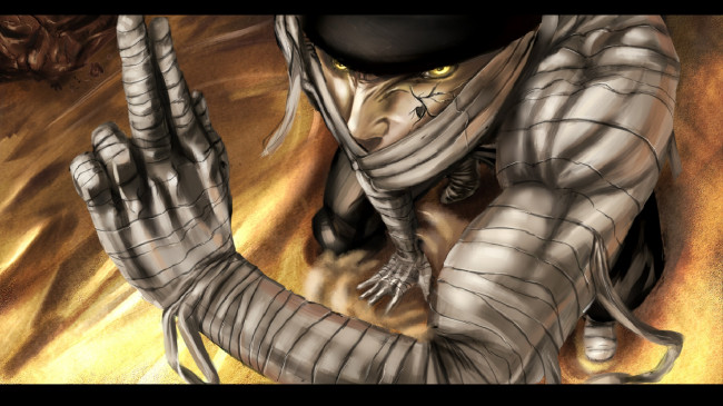 Обои картинки фото аниме, naruto, наруто, закутан, бинты, взгляд, каге, парень, печать, арт