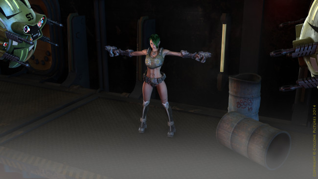 Обои картинки фото 3д графика, fantasy , фантазия, девушка, оружие, роботы