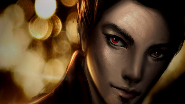 Обои картинки фото аниме, *unknown , другое, лицо, парень, арт, шатен, взгляд