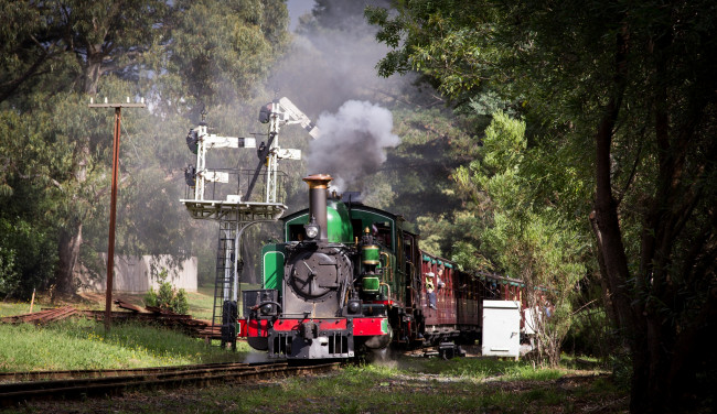 Обои картинки фото техника, паровозы, поезд, вагоны, паровоз, дорога, железная