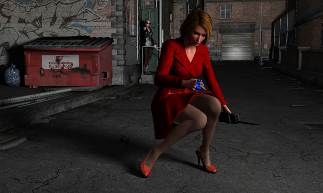 Обои картинки фото observers, 3д графика, fantasy , фантазия, граффити, стена, браслет, улица, ночь, девушка