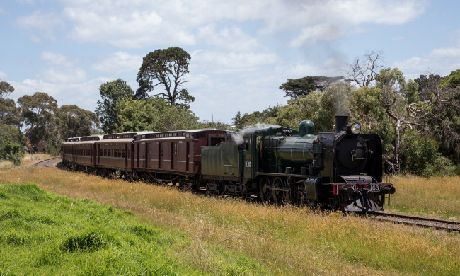 Обои картинки фото техника, паровозы, вагоны, паровоз, дорога, железная, поезд