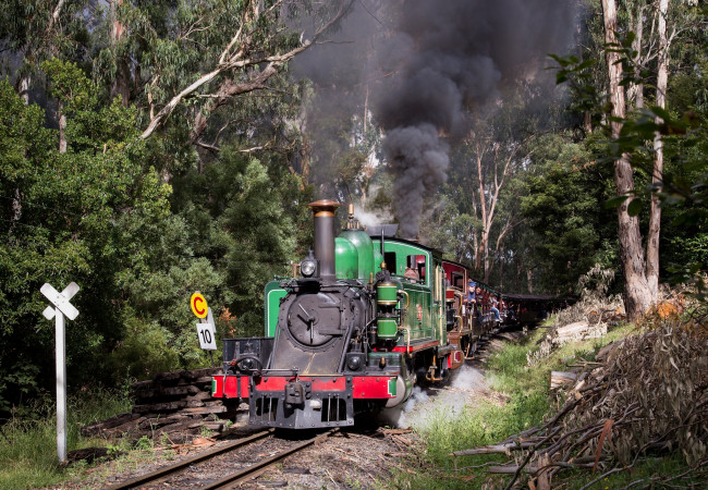 Обои картинки фото техника, паровозы, поезд, вагоны, паровоз, дорога, железная