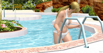 Картинка 3д+графика люди+ people взгляд девушка бассейн фон