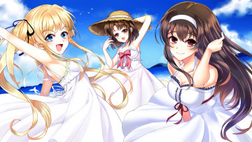 Картинка аниме saenai+heroine+no+sodatekata kasumigaoka utaha saenai heroine no sodatekata taka-tsuki sawamura spencer eriri арт девушки белые платья katou megumi