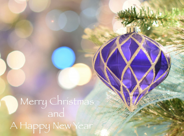 Обои картинки фото праздничные, шары, новый, год, надпись, ёлочная, игрушка, ветка