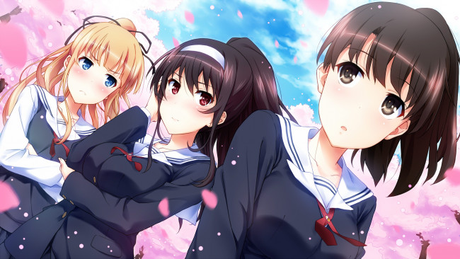 Обои картинки фото аниме, saenai heroine no sodatekata, арт, katou, megumi, kasumigaoka, utaha, saenai, heroine, no, sodatekata, девушки, k, tonpu, sakura, sawamura, spencer, eriri