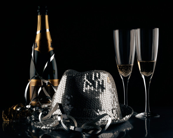 Обои картинки фото бренды, бренды напитков , разное, фужеры, шляпа, бутылка