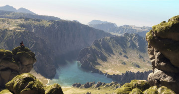 Картинка 3д+графика природа+ nature река горы