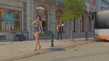 Картинка 3д+графика люди+ people улица парень фон взгляд девушка