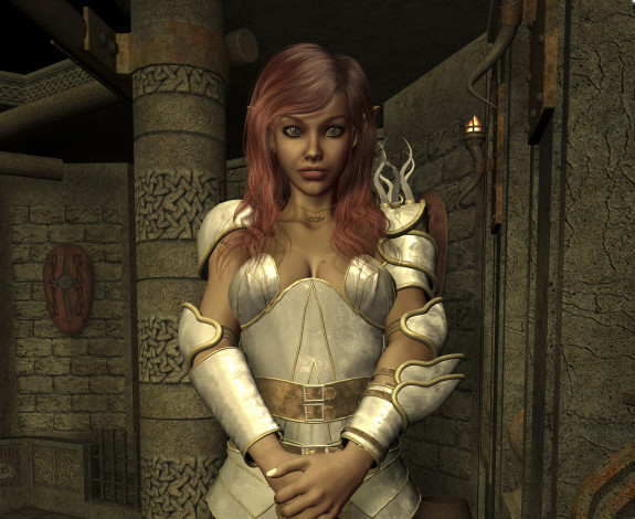 Обои картинки фото 3д графика, амазонки , amazon, фон, взгляд, девушка