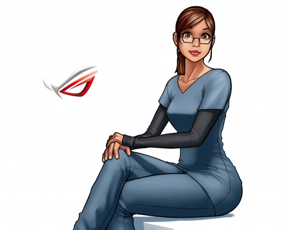 Обои картинки фото компьютеры, asus, девушка, взгляд, фон, логотип