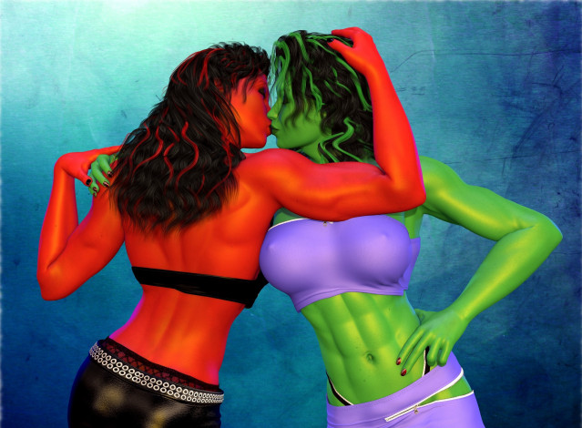 Обои картинки фото 3д графика, существа , creatures, взгляд, халки, фон