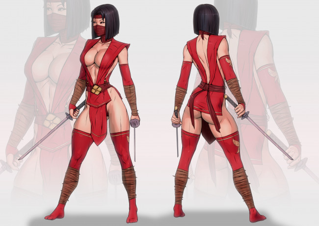 Обои картинки фото рисованное, комиксы, фон, меч, униформа, взгляд, девушка