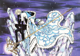 Картинка аниме tsubasa+reservoir+chronicles кристаллы посох плащ парень