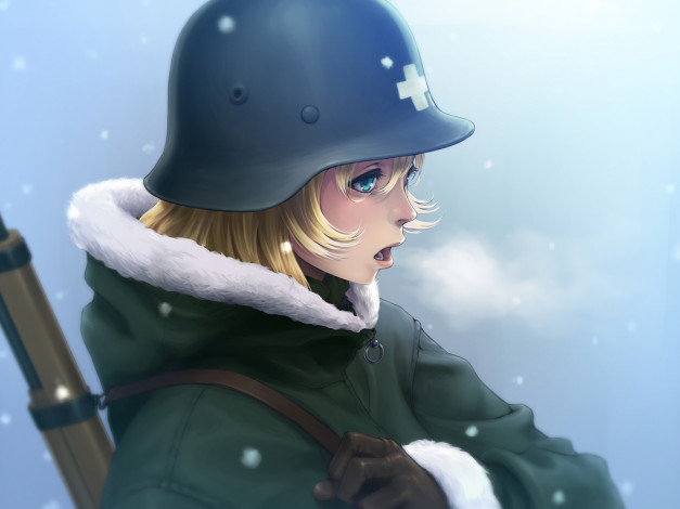 Обои картинки фото аниме, girls` last tour ,  shoujo shuumatsu ryokou , девочка, каска