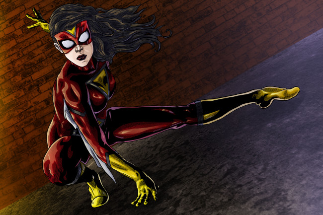 Обои картинки фото рисованное, комиксы, фон, девушка, маска, униформа