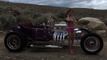 Картинка 3д+графика люди-авто мото+ people-+car+ +moto автомобиль фон взгляд девушка