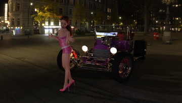 Картинка 3д+графика люди-авто мото+ people-+car+ +moto автомобиль фон взгляд девушка