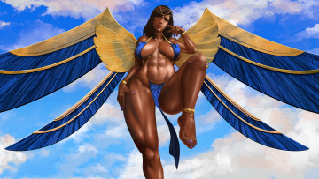 Картинка видео+игры overwatch крылья фон девушка взгляд