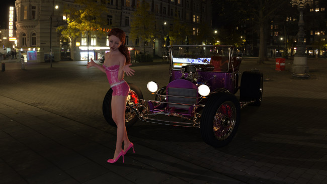 Обои картинки фото 3д графика, люди-авто, мото , people- car ,  moto, автомобиль, фон, взгляд, девушка