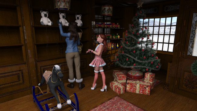 Обои картинки фото 3д графика, праздники , holidays, девушка, взгляд, фон, комната, мама