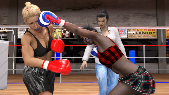 Обои картинки фото 3д графика, спорт , sport, девушки, взгляд, фон, ринг, бокс