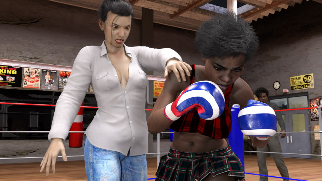 Обои картинки фото 3д графика, спорт , sport, фон, взгляд, девушки, бокс, ринг