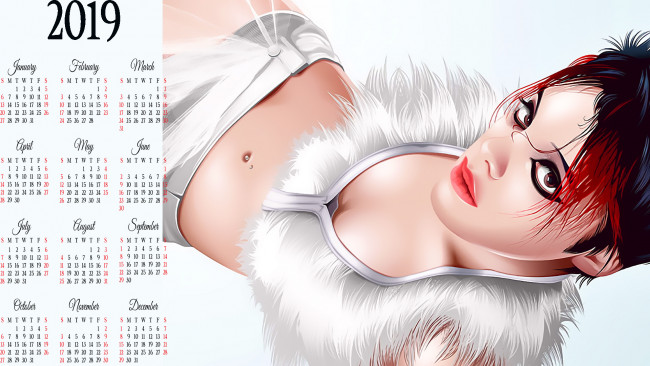 Обои картинки фото календари, рисованные,  векторная графика, взгляд, девушка