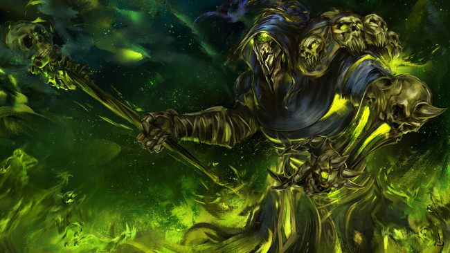 Обои картинки фото видео игры, guild wars 2, череп, посох, фон, существо