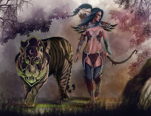 Картинка world+of+warcraft видео+игры девушка фон тигр униформа маска