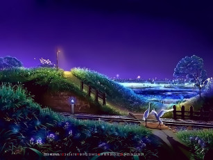 Картинка календари фэнтези птица дорога природа растение ночь calendar 2020