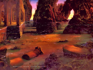 Картинка календари фэнтези водоем развалины архитектура колонна calendar 2020