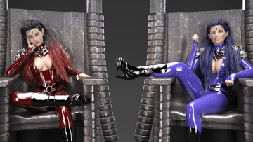 Картинка 3д+графика эльфы+ elves девушки фон взгляд униформа латекс